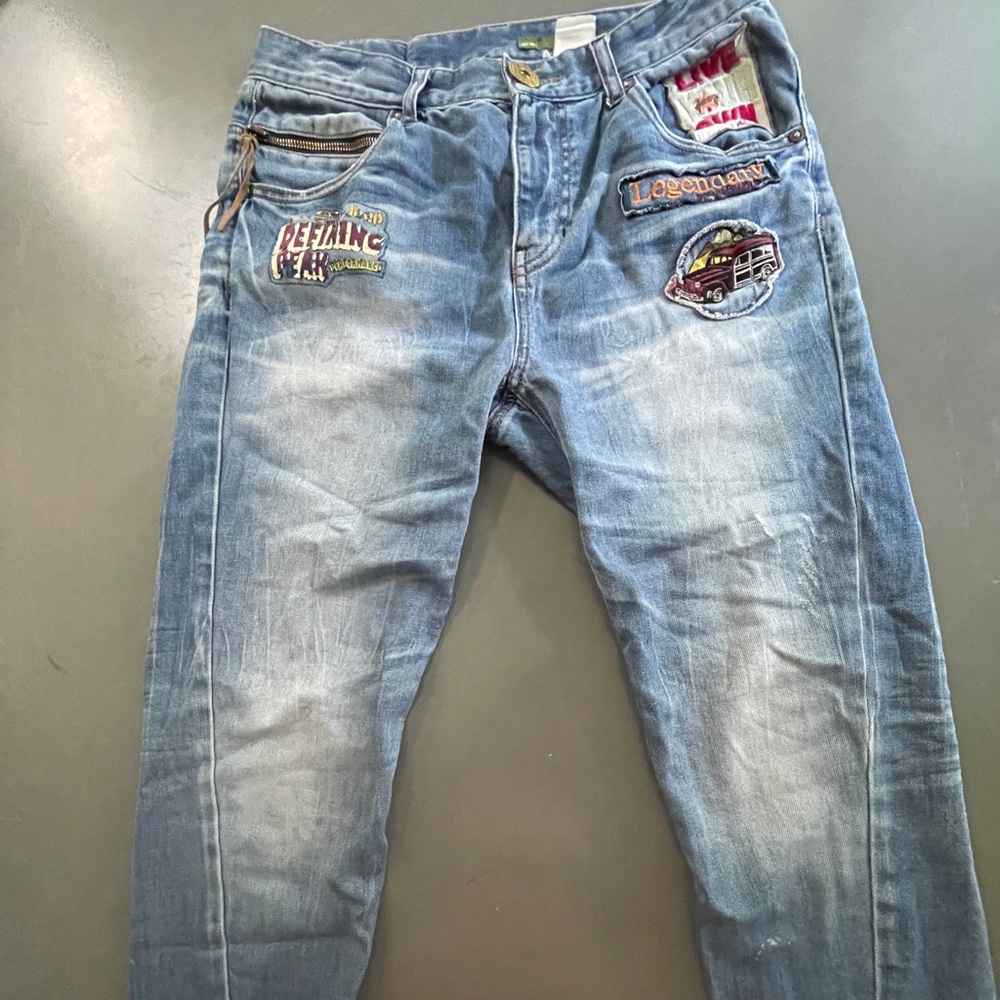 Jeep Blue Boyfriend Jeans with Distressed Details